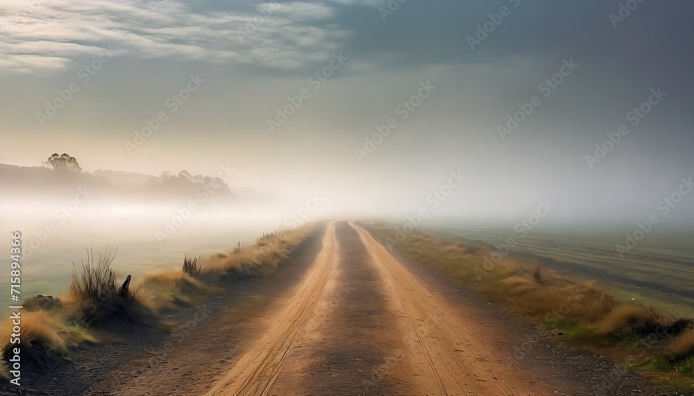 dirt road and thick fog