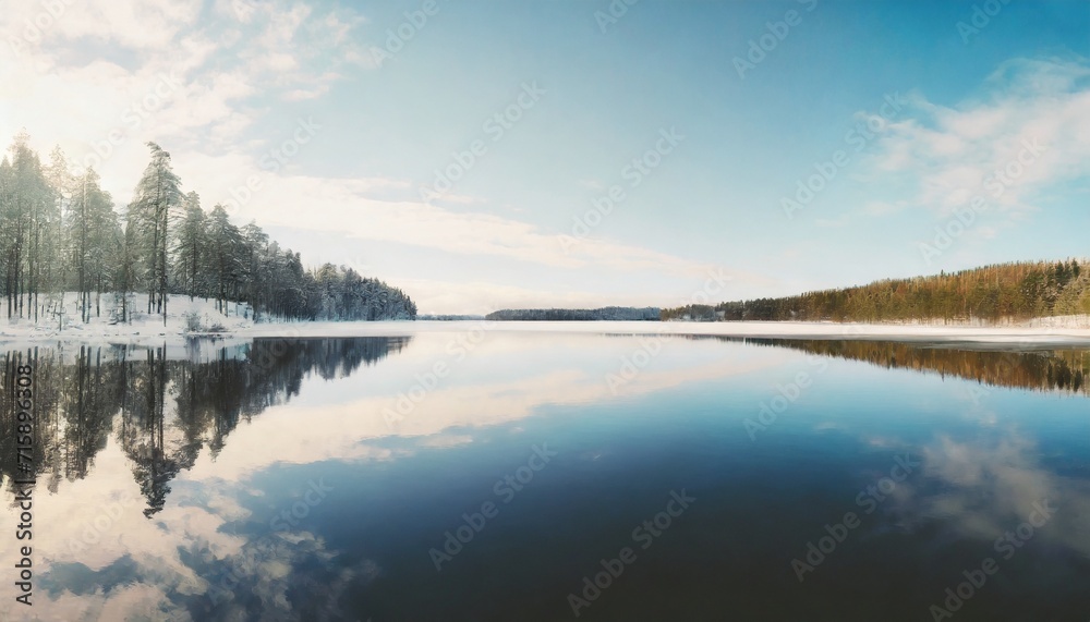 winter lake scenery in finland