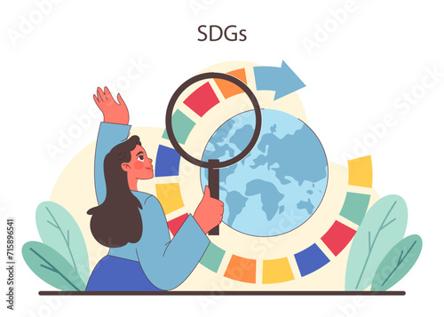 World goals spotlight set. An enthusiastic exploration of global ambitions. Focusing on collective targets through the lens of progress. Unity in diversity for a thriving planet.