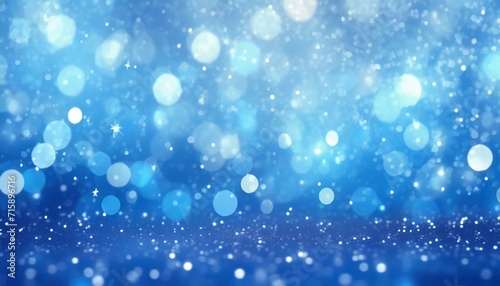 magic blue holiday abstract glitter background with blinking stars blurred bokeh of christmas lights happy new year and merry christmas banner festive backdrop