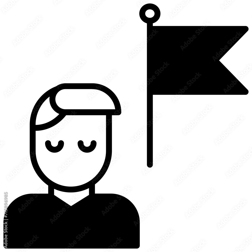 Man Flag solid glyph icon