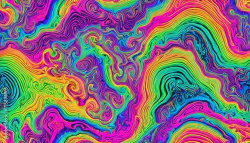 seamless psychedelic rainbow ridged topological map pattern background texture trippy hippy abstract wavy swirls dopamine dressing style fashion motif bright colorful neon retro wallpaper backdrop