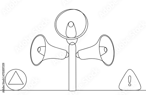 Civil defense. Alert. Loudspeaker. Extremely