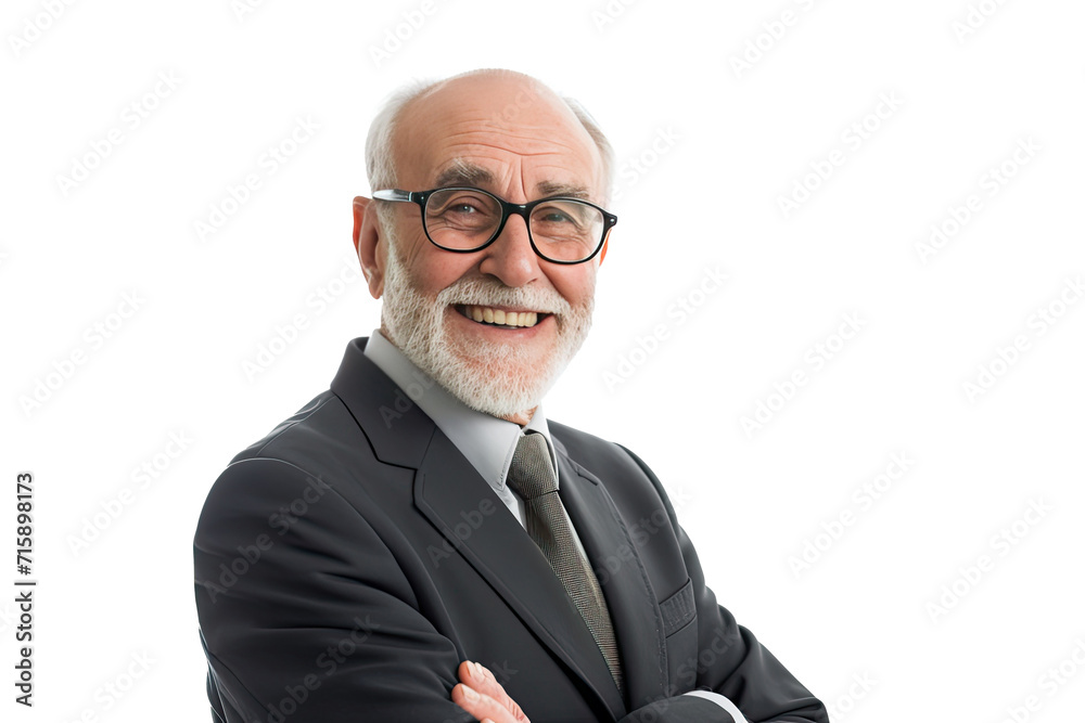 Portrait studio shot of an attractive, healthy senior man smiling relaxedly isolated on transparent png background. Portrait studio shot of an attractive, healthy senior man smiling relaxedly isolated on transparent png background.