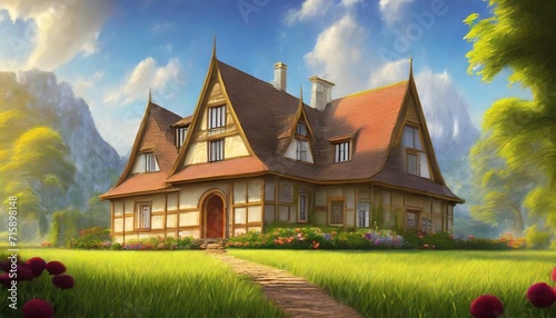 artistic concept painting of a fantasy house