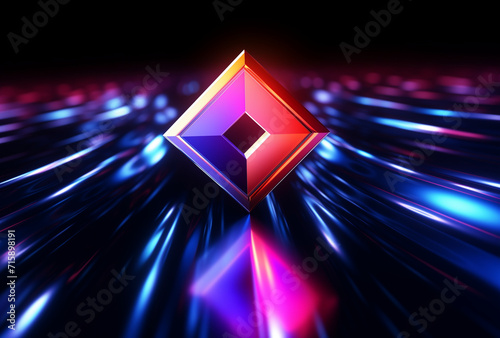 abstract neon lights background with lines and quadrilateral