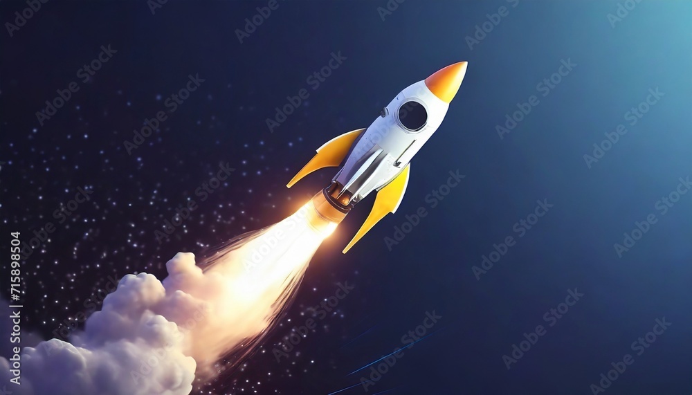 rocket flying with high speed vector art minimalist style wallpaper in 4k
