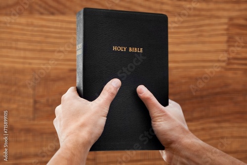 Christian person read Bible book