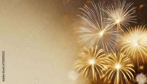 bright white and gold fireworks at new year with copy space comeliness