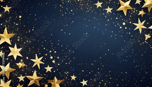 abstract navy background and gold shine stars new year christmas background with gold stars and sparkling christmas golden light shine particles bokeh on navy background gold foil texture ai