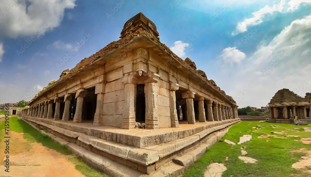 beautiful architecture of ancient ruines of temple in hampi