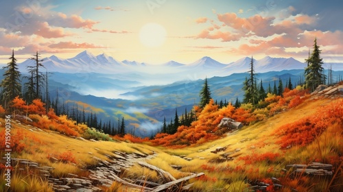 autumn landscape with mountains ai generated