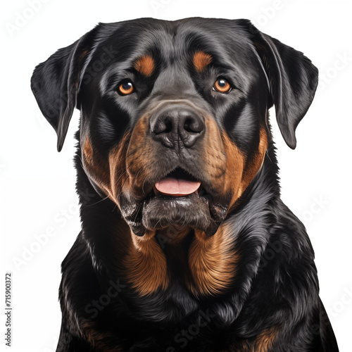 Rottweiler looking up.