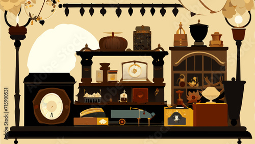Vintage market trinkets. vektor illustation