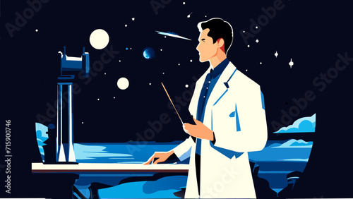 Astronomer's lab coat. vektor illustation