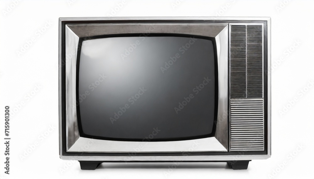 old silver tv isolated on white background retro technology concept blank screen for text vintage tvs 1980s 1990s 2000s