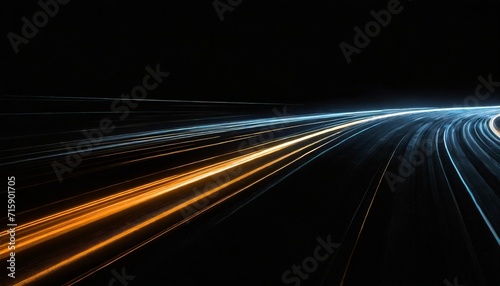 Billede på lærred science energy technology concept blue orange light streaks race track backgroun