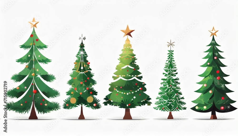 flat design vector christmas tree icon set christmas tree collection christmas tree set in flat design vector illustration