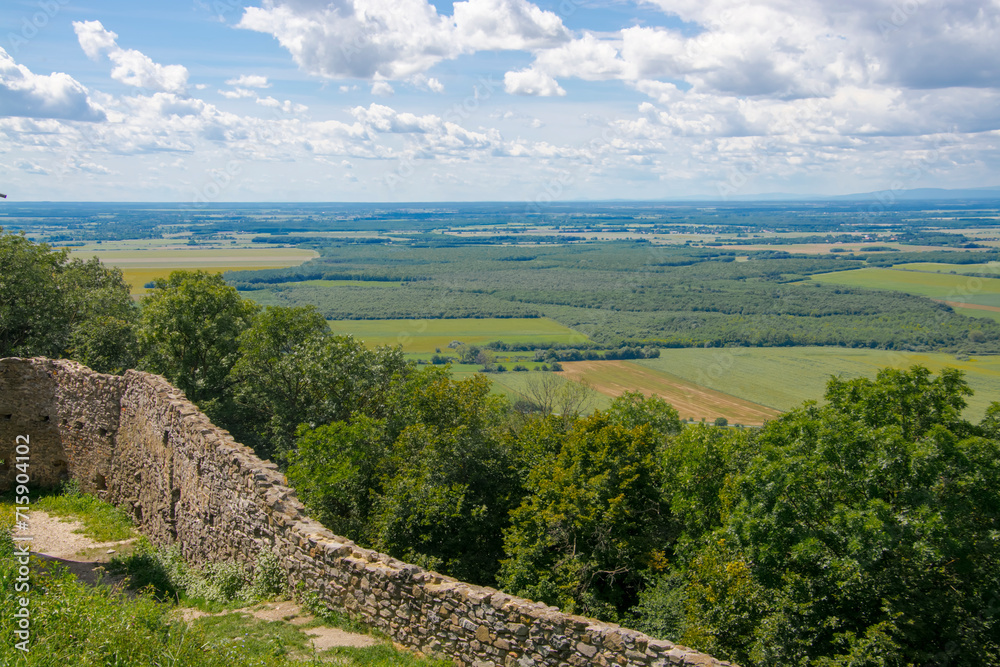Landscape from the old medieval castle of Somlo on the mount