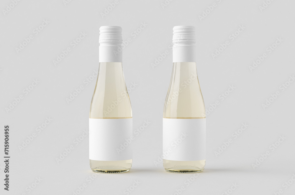 Small white wine bottle mockup. Burgundy, alsace, rhone shape. Small white wine bottle mockup. Burgundy, alsace, rhone shape.