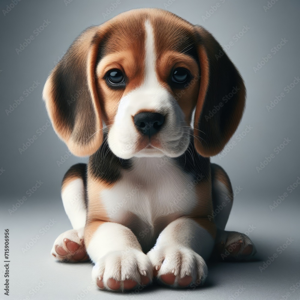 beagle puppy sitting on floor
