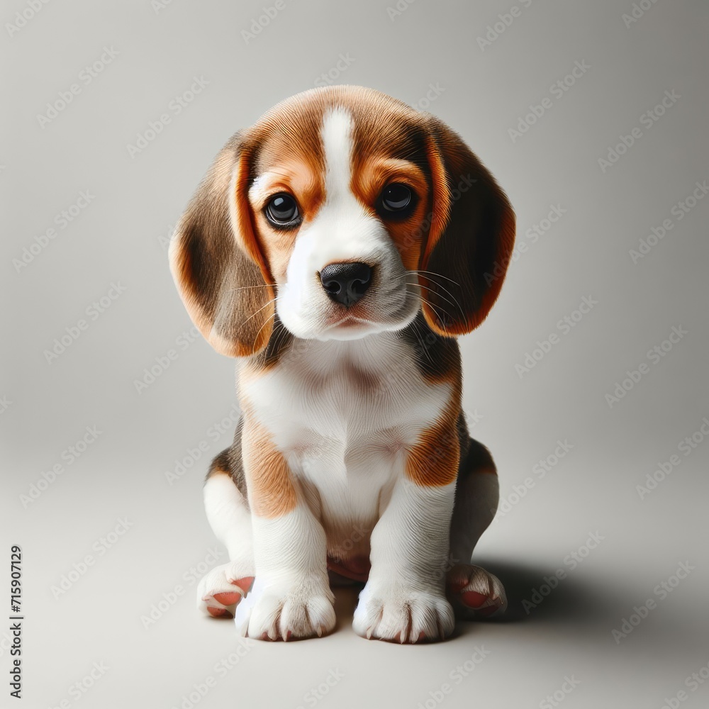 beagle puppy sitting on floor
