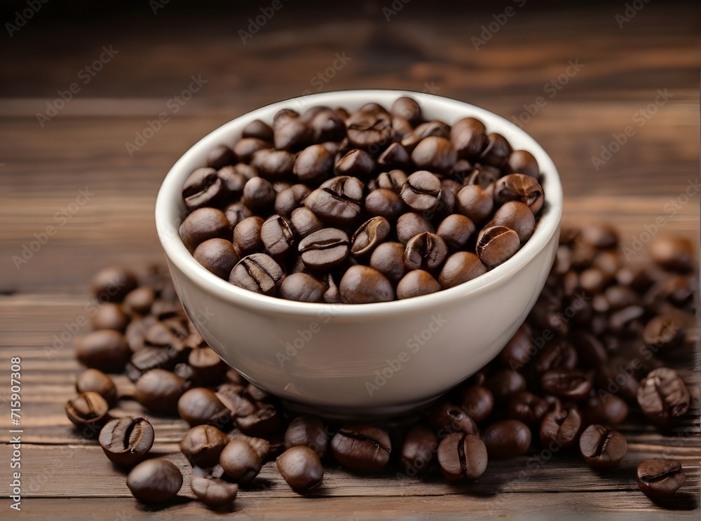 lots of coffee beans in a cup, Generative AI lots of coffee beans in a cup, Generative AI