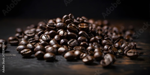 coffee beans on black background Generative AI