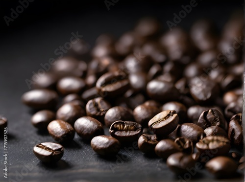 coffee beans macro, black background Generative AI