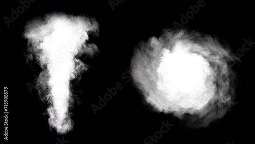 3D rendering realistic storm tornado spin and torque for element to composite in front and top view included alpha matte.