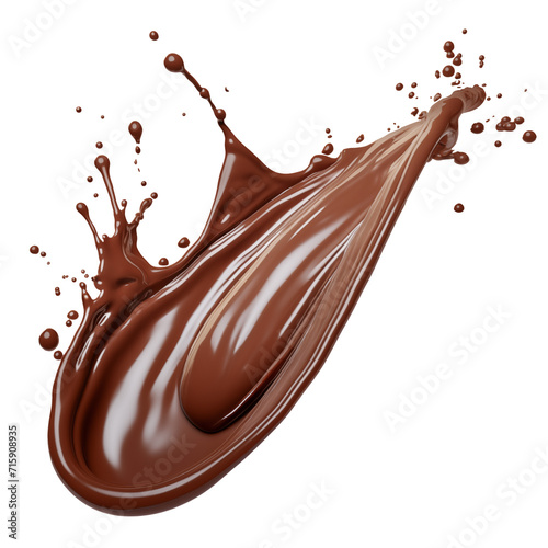 Chocolate spirals are cut out on a transparent background. Fresh milk chocolate swirl close up. A design element to be inserted into a design or project.
