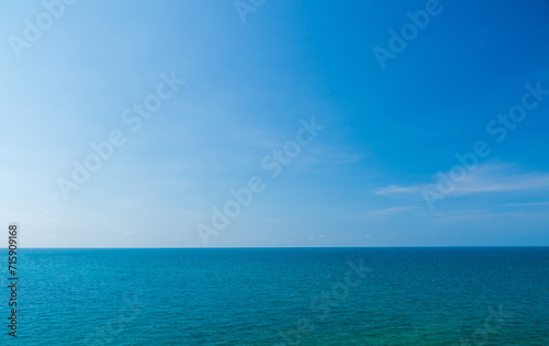 Panorama front viewpoint Leam Ya mountain landscape sea sky blue clear background no cloud day time look calm summer Nature tropical beautiful pacific ocean wave water nobody travel exotic horizon.