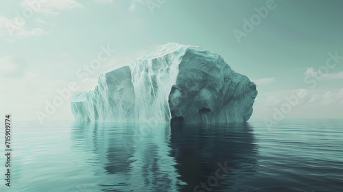 Iceberg floating in foggy ocean