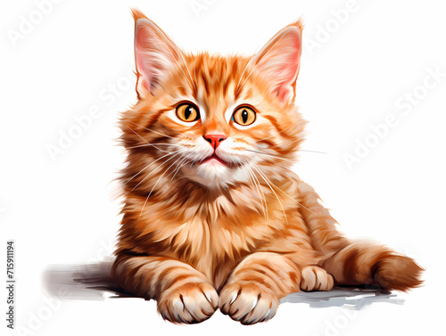 Cute Maine Coon kitten isolated on white background