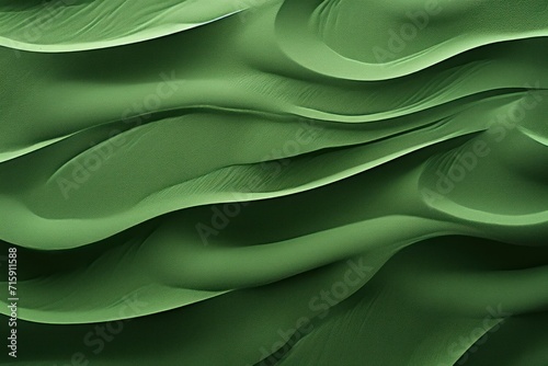  a close up of a green wall with wavy lines in the shape of a wave and a cell phone in the foreground.