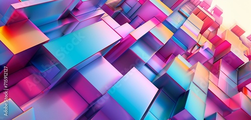 Interlocking rectangles with pastel shadows, a harmonious cascade of colors © sdk