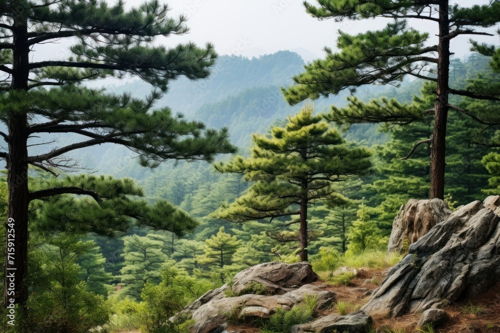 a forest filled with lots of green trees next to a lush green forest filled with lots of tall pine trees. a forest filled with lots of green trees next to a lush green forest filled with lots of tall pine trees.