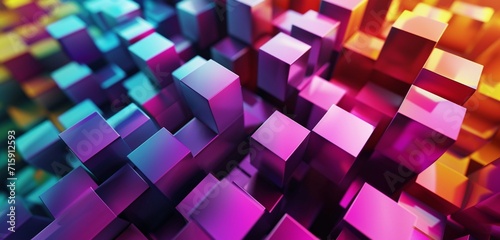 Dynamic cubes with vibrant gradients  a digital dance of intersecting colors