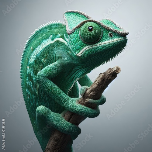 green chameleon on  white  © Садыг Сеид-заде