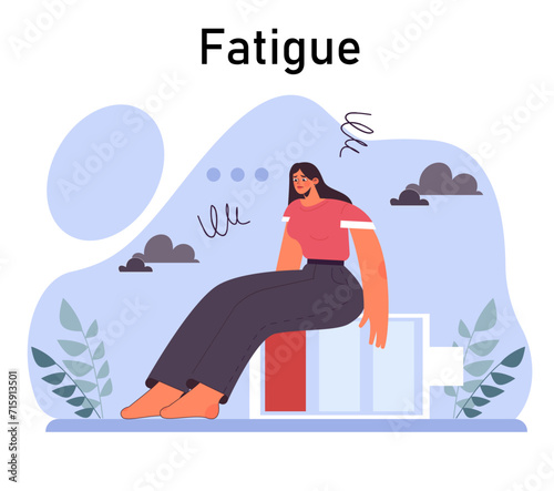 Anxiety. Character mental health issues. Woman coping with psychological stress. Mental disorder emotional and physical symptom. Flat vector illustration