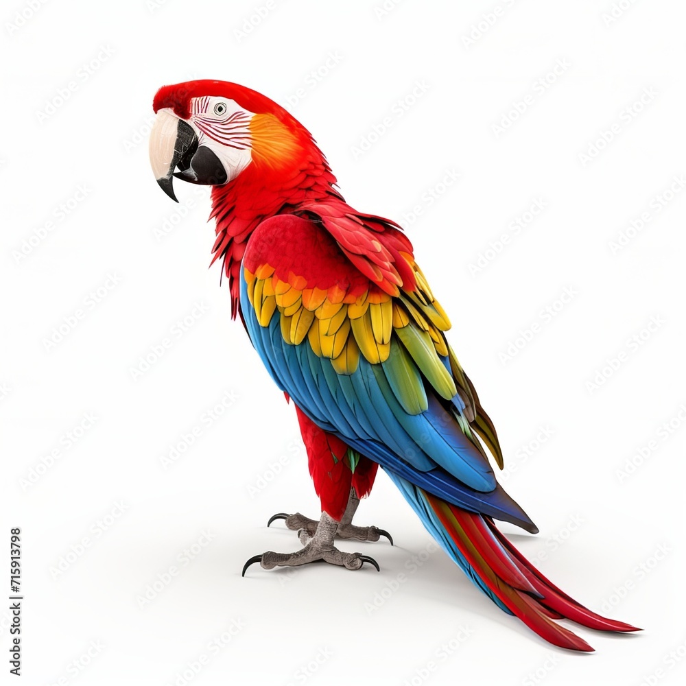 Beautiful Scarlet Macaw parrot isolated on a white background