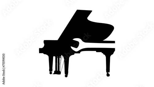 piano tuning services emblem, piano repair,  black isolated silhouette