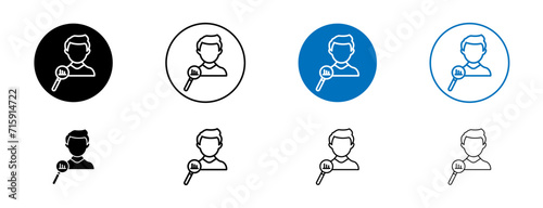 Personal Assessment Line Icon Set. Man Appraisal Evaluation Vector Illustration in Black and Blue Color. © Ghori