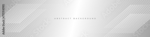 Silver gradient abstract modern background with stripes. Soft grey business corporate horizontal wide banner design concept with geometric lines and shapes. Vector illustration.