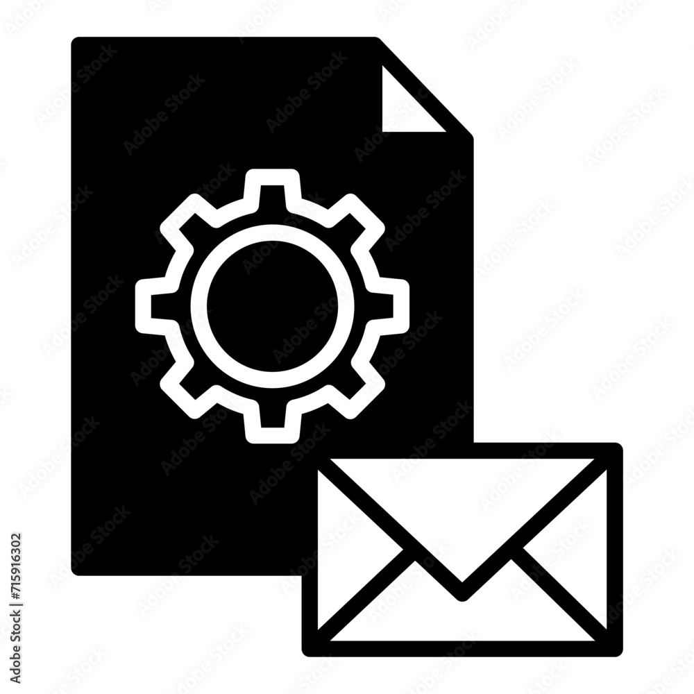 Email settings document solid glyph icon Email settings document solid glyph icon