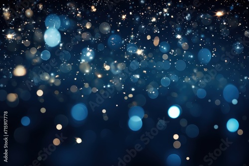  a blurry image of a dark blue background with a lot of small white and blue lights in the middle of the image.