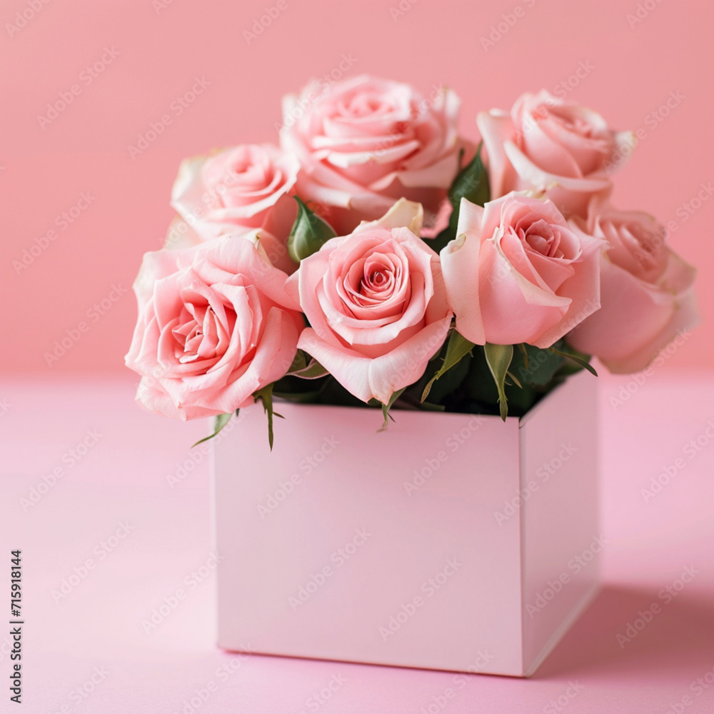 pink roses and box pink roses and box