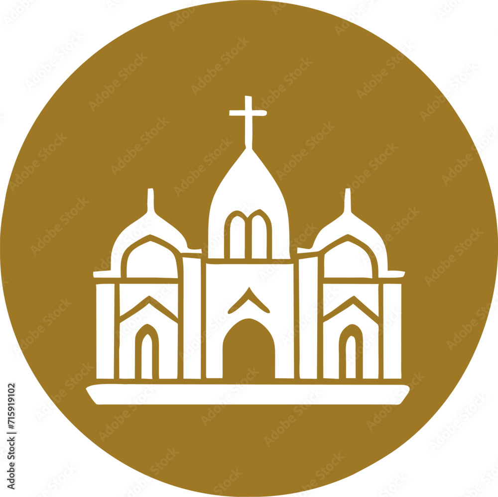 church paris, icon, vector, illustration, isolated