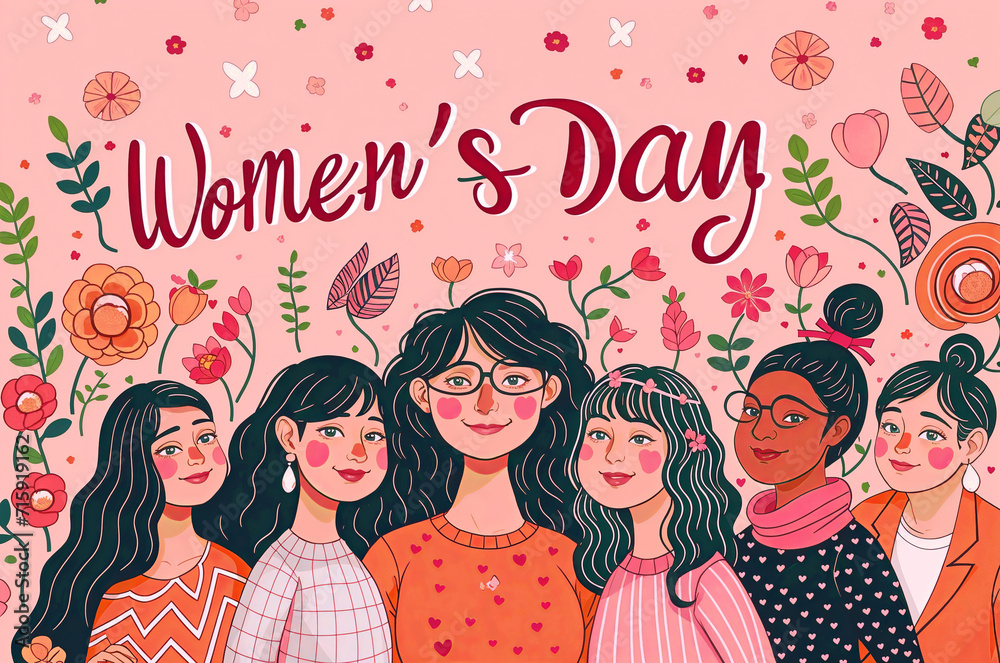 Cheerful Communion on Women's Day Amidst Vivid Flowers
