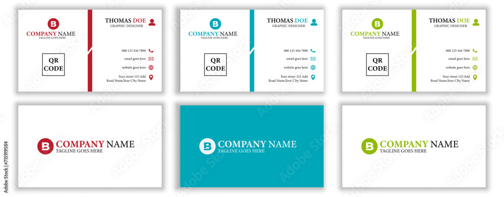 Creative modern luxury double-sided corporate landscape a bundle of 3 business card and visiting card template.